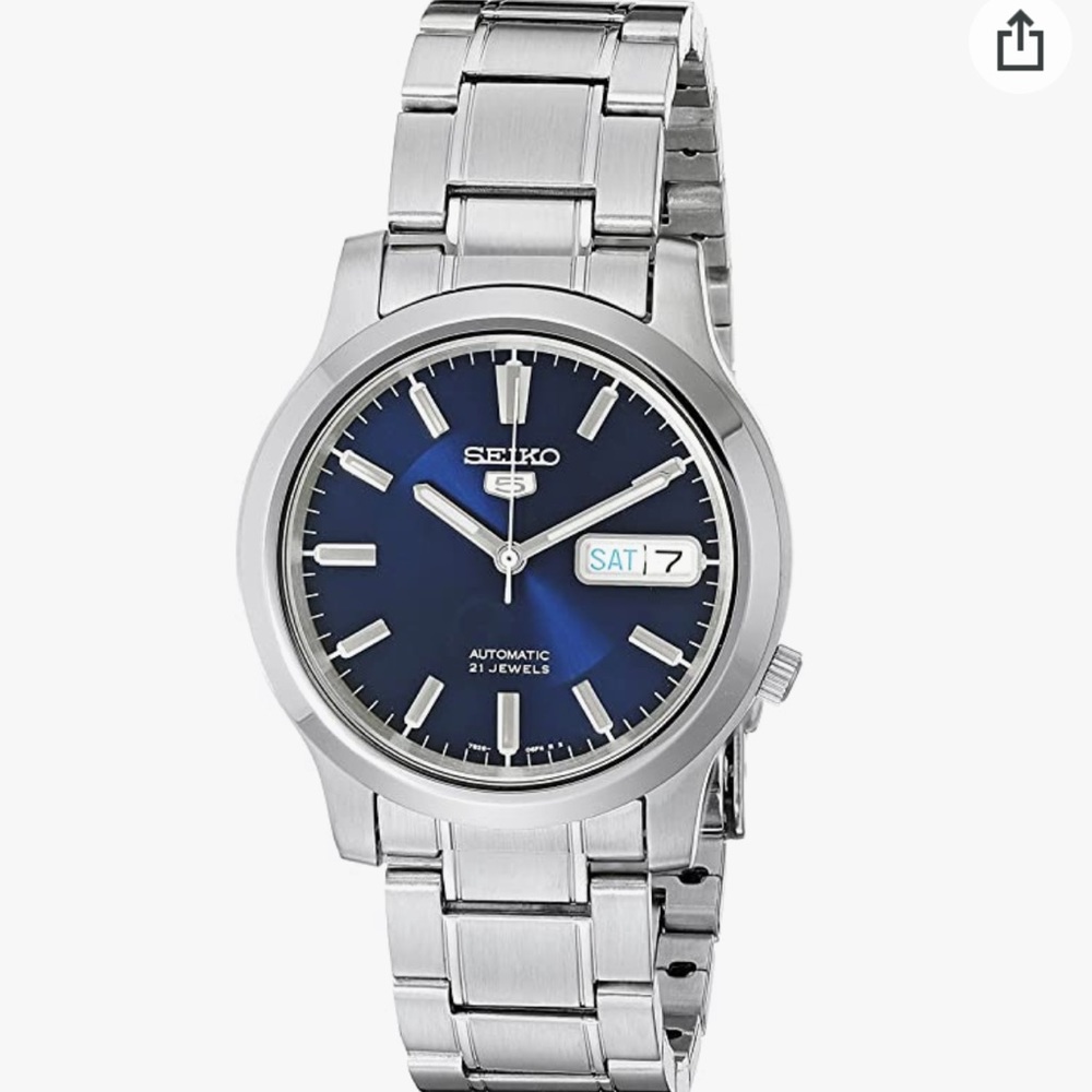SEIKO 5 Men's SNK793 Automatic Stainless Steel Watch with Blue Dial.